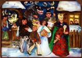 "Kolędnicy", Barbara Gał, malowanie na szkle "Kolędnicy", Barbara Gał, malowanie na szkle