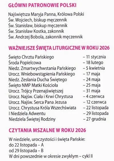 Kalendarz katolicki 2026
